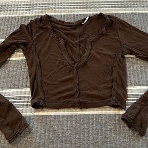 Urban Outfitters Distressed Long Sleeve Women's Crop Top Size XS